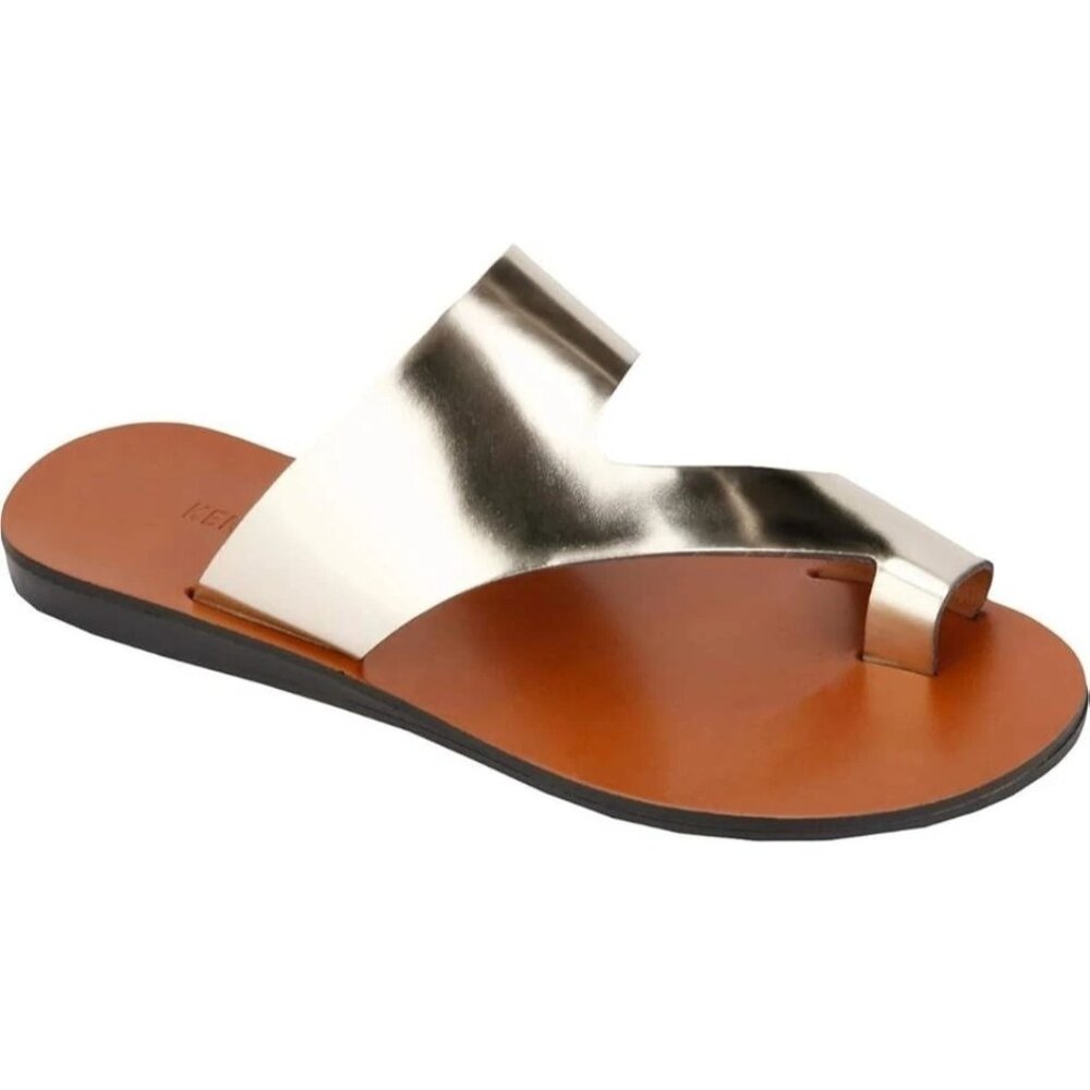 Kenneth Cole New York Women Palm Slip On Slide Sandal Light Gold Size 7.5 Medium